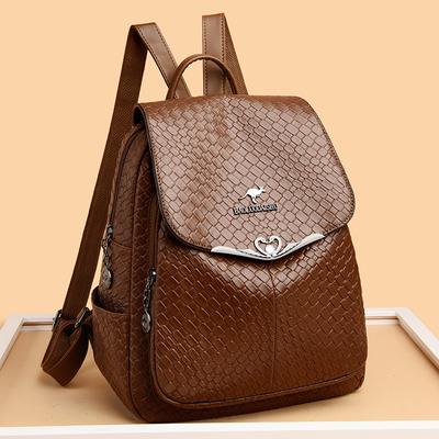 Shoulder Bag for Women Mother Bag Soft Leather Woven Backpack with Large Capacity Student Bag