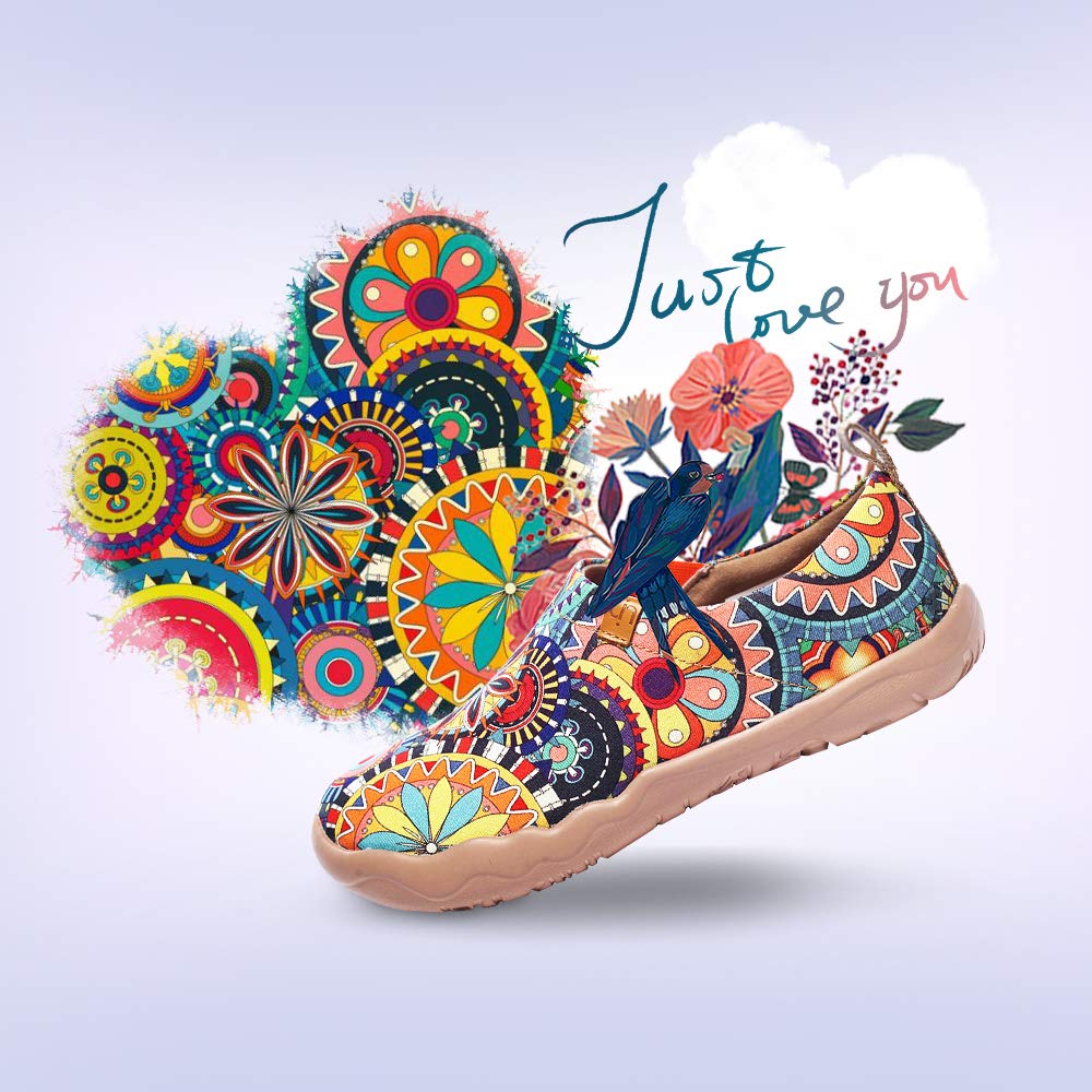 UIN Canvas Walking Casual Cute Flower Size Women's Slip-On Sneakers, Lightweight, Shoes, Shoes, Comfortable, Comfortable, Stylish, Loafers, Gift,