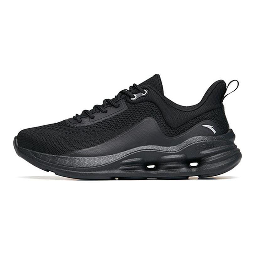 Anta Comprehensive Training Collection Cushioning Lightweight Breathable Low Top Running Shoes Women's Black Silver 922217704-3