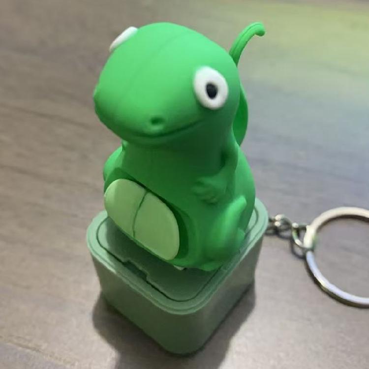 USB Wiederaufladbarer Interaktiver Eidechsen-Schlüsselanhänger Leucht- und Soundfunktion Robustes ABS-Material Camping Nachtzubehör