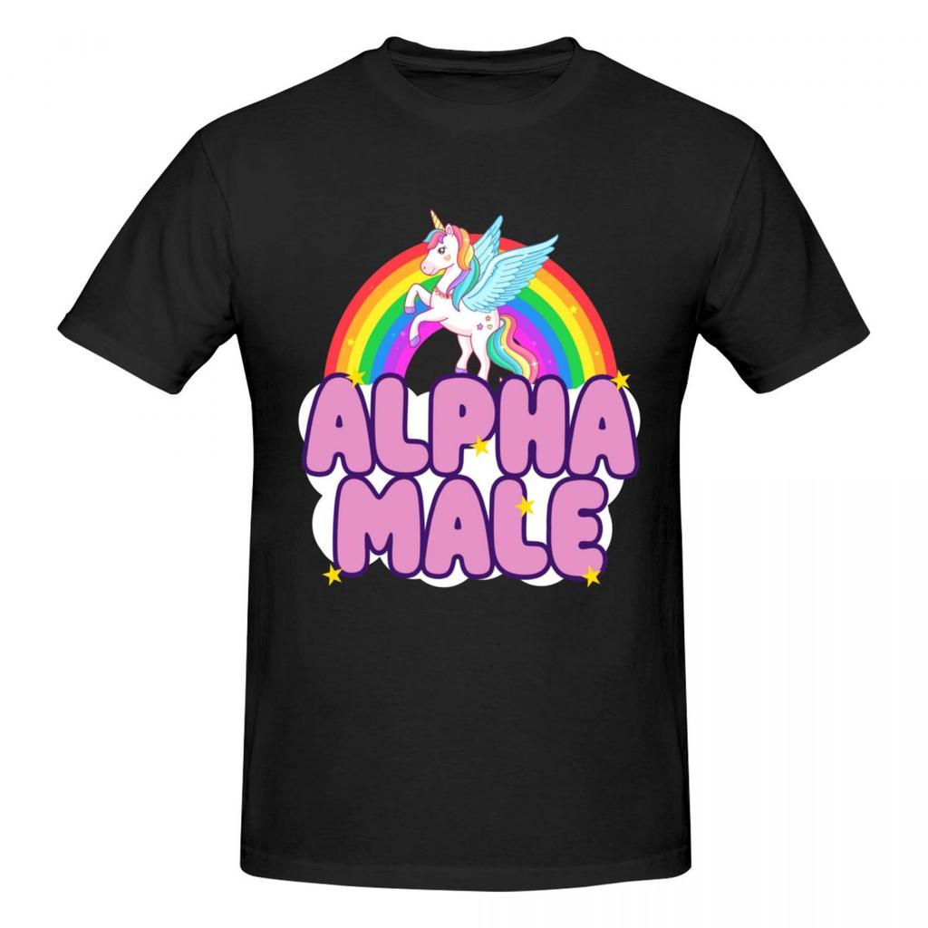 Unisex Alpha-Mann Niedliches T-Shirt Vintage Oversized Rundhals Baumwolle Benutzerdefinierte Ärmel Shirt Unisex
