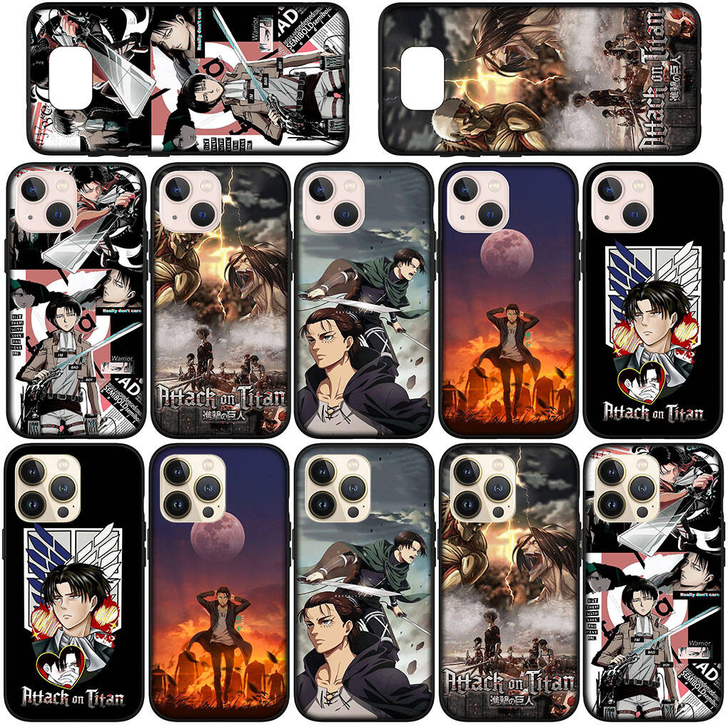 for Samsung Galaxy S25 S24 iPhone 17 16 15 Xiaomi Redmi Note 14 13 12 11 Plus Pro Max XR A37 Case Cartoon Attack on Titan Eren Jaeger Levi OPPO Huawei
