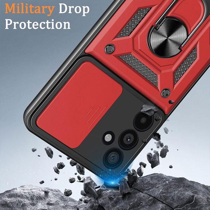 Coque Antichoc - BOOLING - pour Samsung Galaxy S26 Plus - avec Anneau et Protection Caméra - Rouge