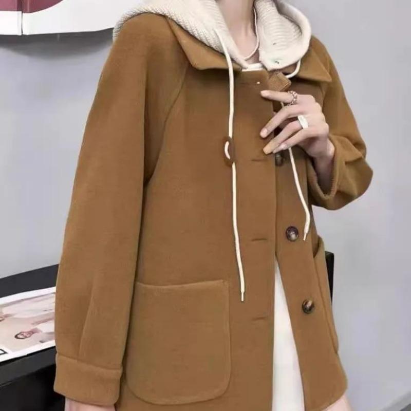 

Осень Зима Вязаный Пэчворк Имитация Двойки Пальто Женское Свободное Повседневное Модное Худи Куртка Кардиган Топ 4XL