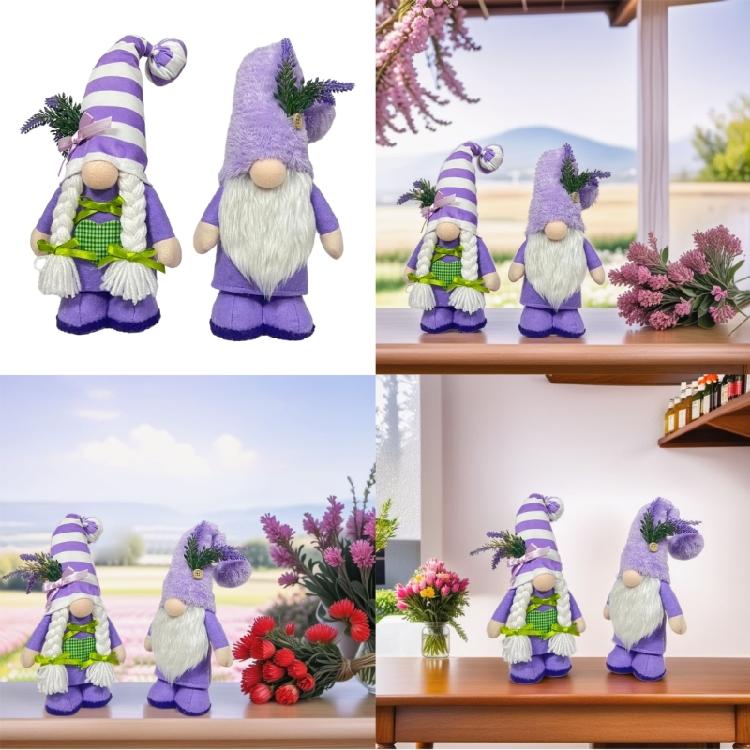 Eye Catching Lavender Gnomes Decor Handcraft Figurines for Spring Summer