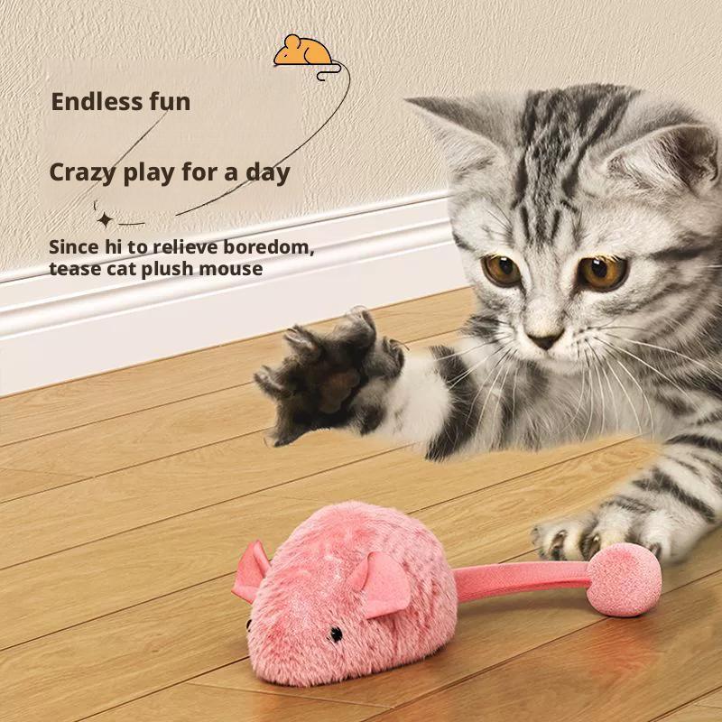 Interactive Plush Mouse Cat Toy with Night Fluorescence Simulation Mouse Cat Self Entertainment Indoor Pet Cat Toy