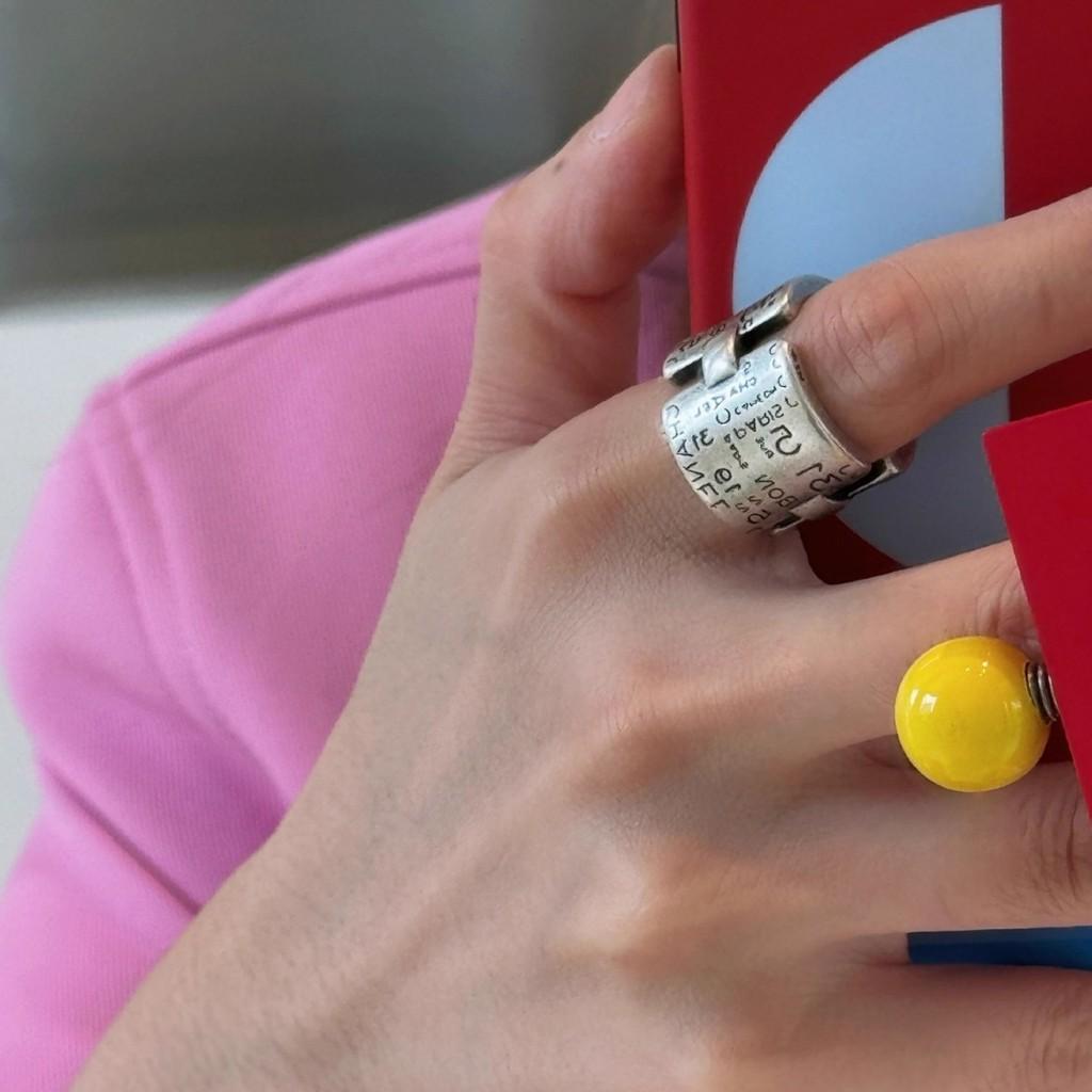 Letter Black Trendy And Number Adjustable Ring For Women Chic Vintage Jewelry Copper