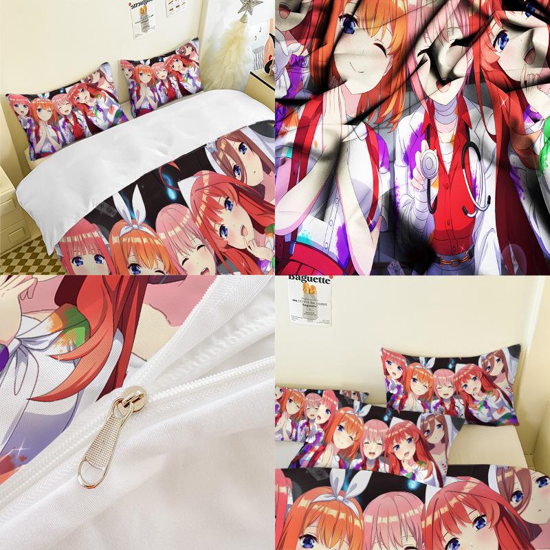 Serie Animata Stampa Digitale 3D Set Biancheria da Letto Tre Pezzi Lenzuolo Copripiumino