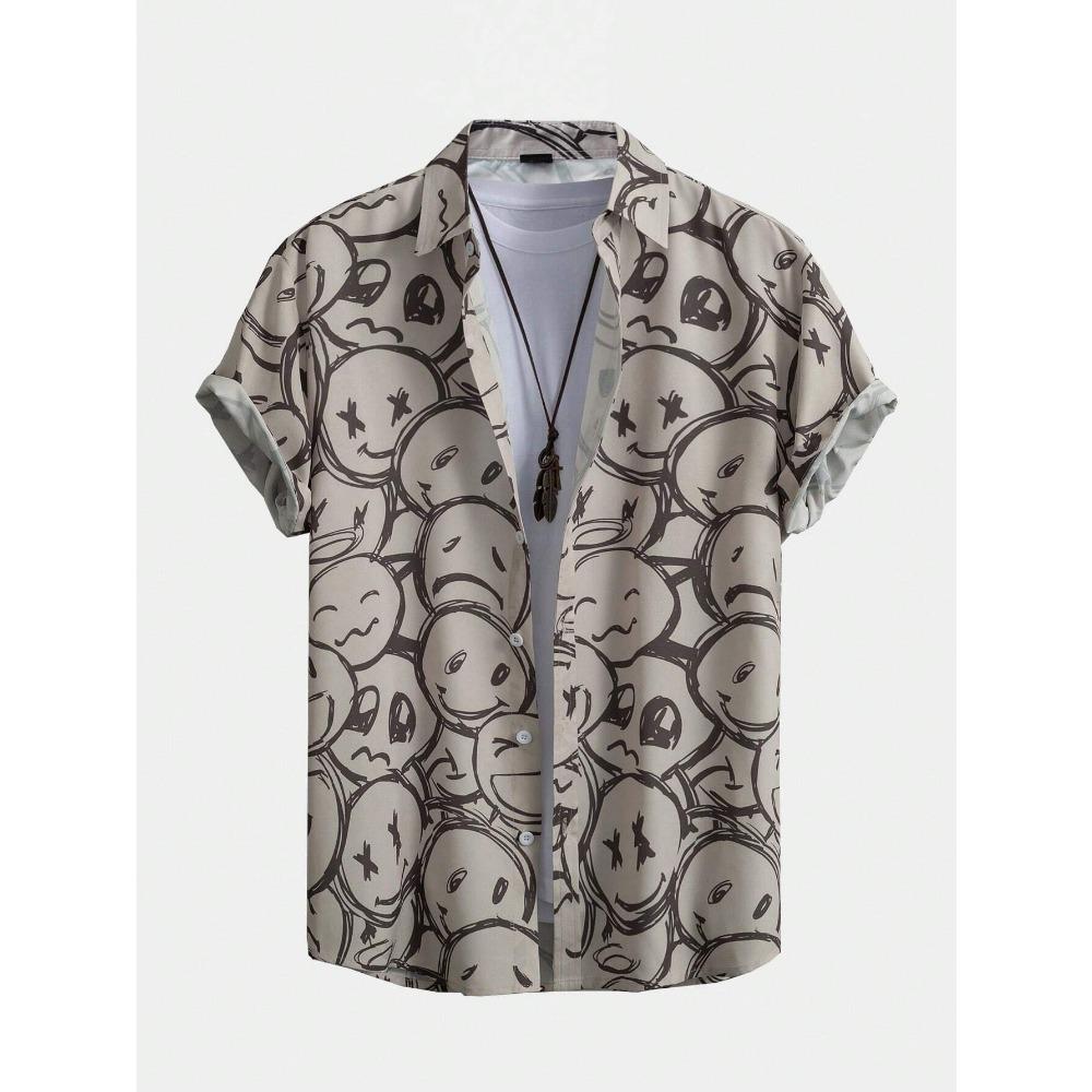 

Модная мужская рубашка с модным рисунком, топ с рисунком, летняя новая мужская одежда, повседневная блузка с короткими рукавами и пуговицами, гавайские рубашки XL