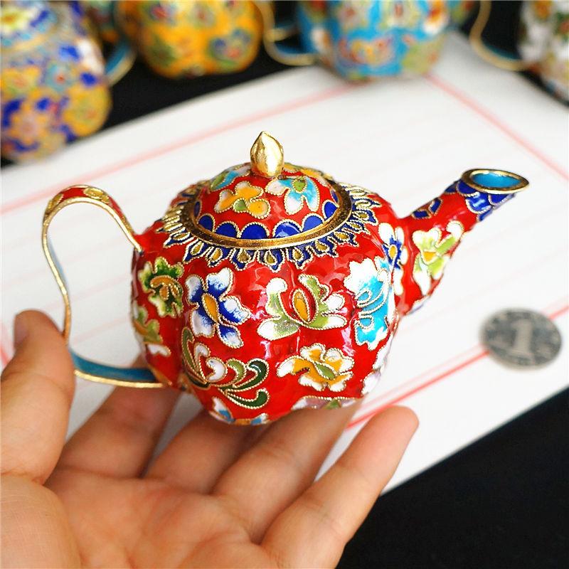 Vintage Cloisonné kleiner Topf Seltenes Antikes Kupfer Emaille Kunstwerk Heimdekoration