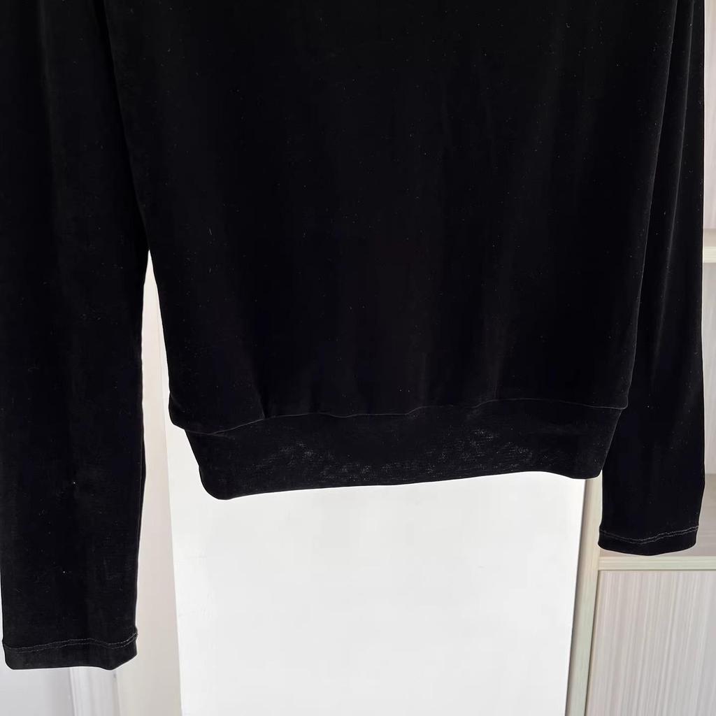 Velvet V-neck Crossover Long-Sleeve Women's Top - Autumn/Winter Slimming Versatile Layer