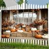 Rustic Fall Pumpkin Tapestry Farmhouse Porch Scene Wall Hanging for Party & Photography