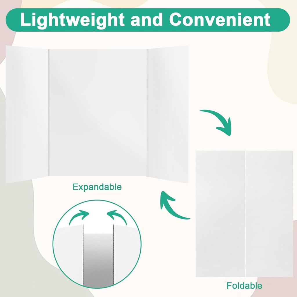 3PCS Trifold Poster Board, 21×14 Inch tri fold Poster Boards, White Corrugated Project Boards for Artwork Showcase, Science Fairs, School Projects,