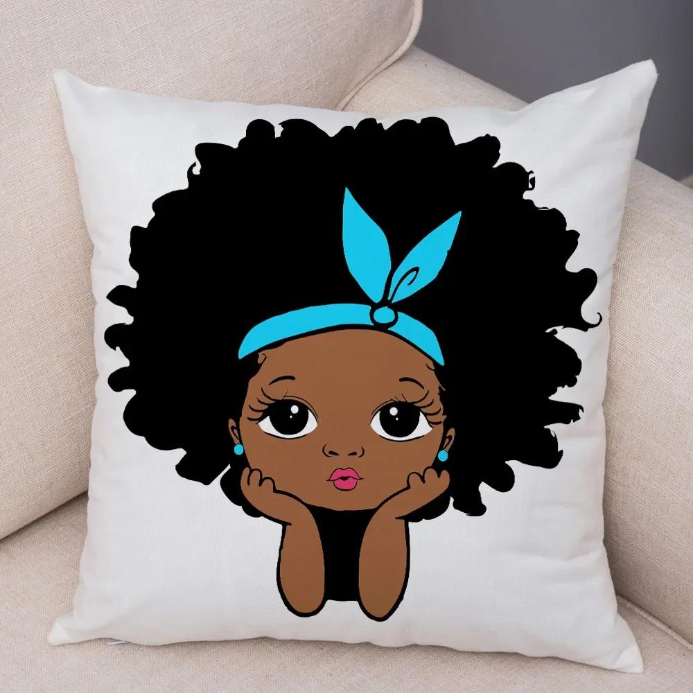 Cute Cartoon Girl Pillowcase Sofa Cushion Cover Home Children's Room Decoration