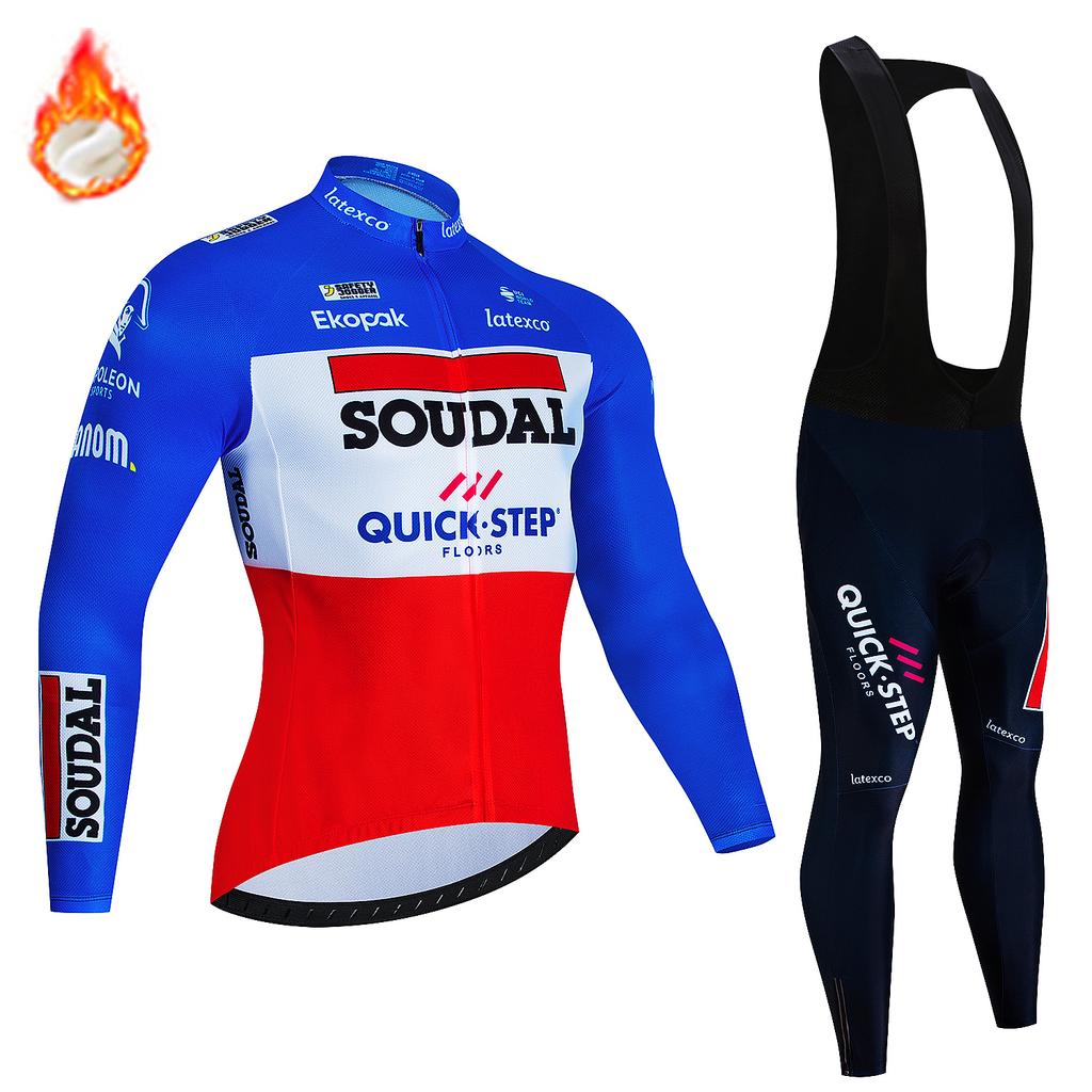 2026 Soudal Quick Step Men Winter Cycling Jersey Set Thermal Fleece Clothing Mountian Bike Bicycle Clothes Ropa Maillot Ciclismo