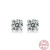 0.5 Carat, Stud Earrings S925 Silver Moissanite Four-Claw Earrings, Simple Silver Jewelry Platinum-Plated Earrings Live Stream