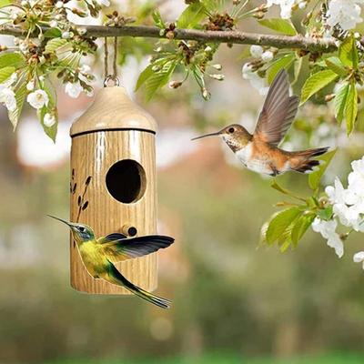 Domki dla Kolibrów 3X Drewniane Gniazdo Lęgowe dla Kolibrów Budka dla Ptaków Jaskinia Lęgowa do Ogrodu Podwórka Balkonu Ganku Pnia Drzewa