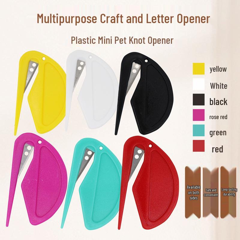 Compact Multi-Functional Plastic Mini Cutter: Envelope & Knot Opener, Paper, Box, Rope, Rubber Band Cutter, and Wire Stripper