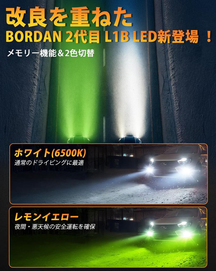 and BORDAN L1B LED Fog Light Bulbs for Genuine Replacement Bulbs with Cooling Yellow Color Memory Super Vehicle Inspection Compatible with Toyota