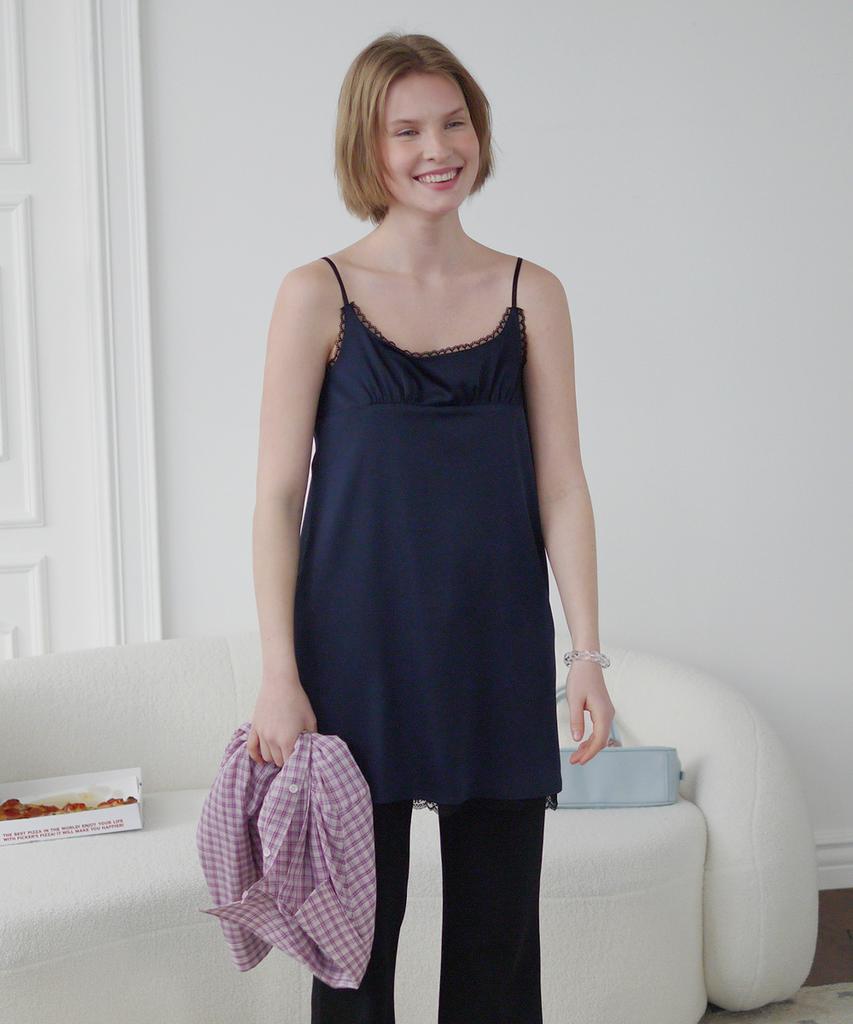 After Hours Lace Slip Mini Dress (Navy)