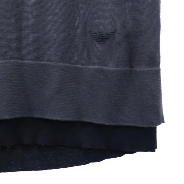 Emporio Armani One Point Embroidery Long Sleeve V Neck Sweater 46 Knit Men's Used