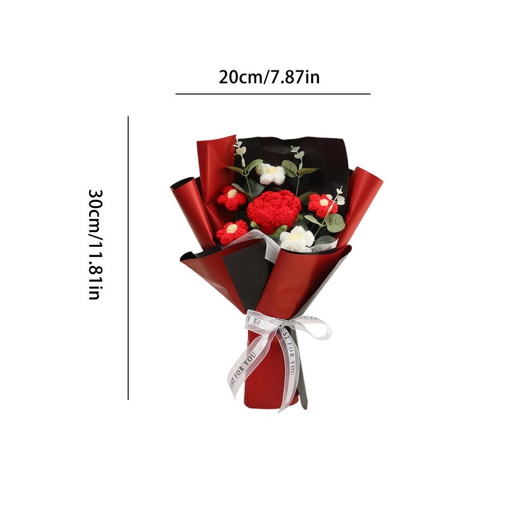 

Knitted Flower Bouquet Decorative Decor Crochet Graduation Flower Bouquet For Birthday Christmas Easter Graduation Valentine