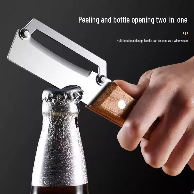 Solid Wood Handled Multi-Purpose Peeler: Ideal for Fruit, Potato, Melon, Lettuce, Sugarcane.