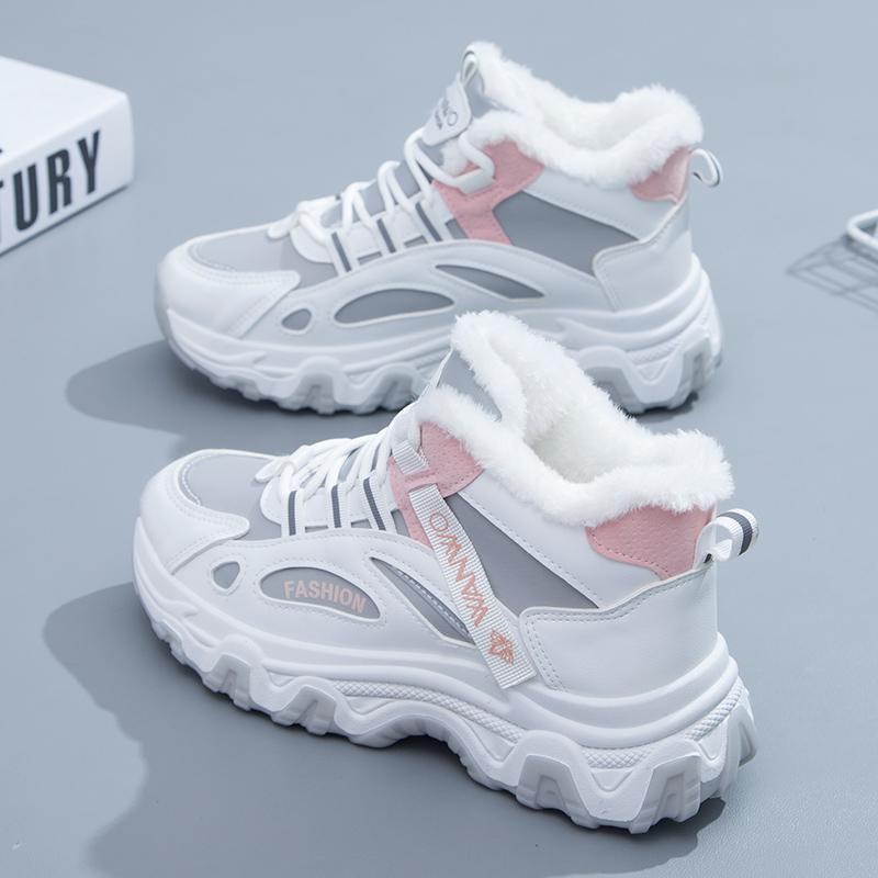 Sapatos de Inverno de Cano Alto Femininos com Forro de Veludo para Esportes de Neve