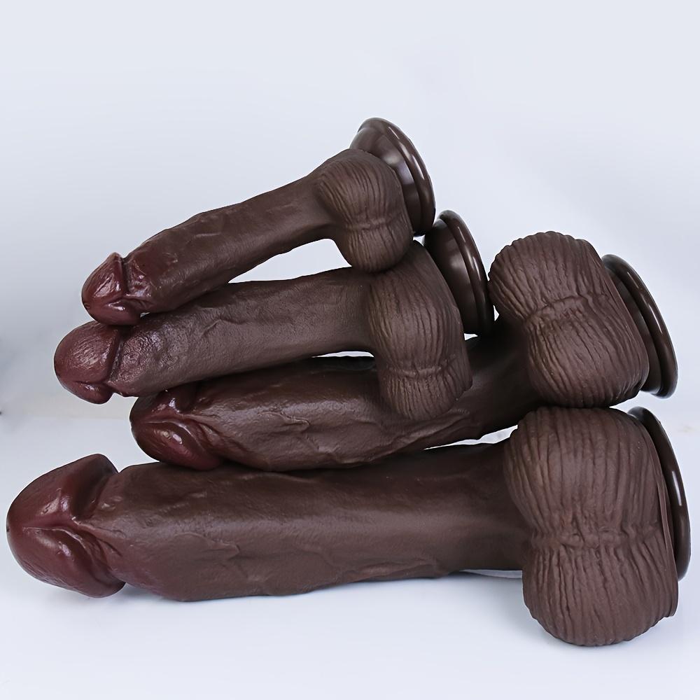 Extra Large Realistic Brown Dildo, Soft Liquid Silicone Sex Toy with Strong Suction Cup, Hands-Free G-Spot and Anal Pleasure for Women and Couples