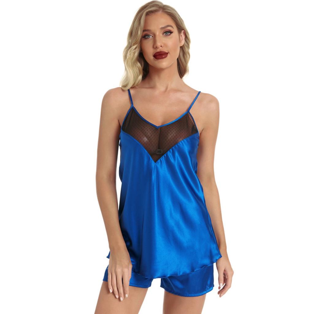 Personalized Custom Lace New Pajamas Ice Silk Imitation Silk Suspenders Shorts Hot Suit Summer