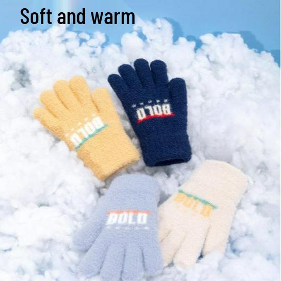 

New Arrival: Cute Winter Knitted Wool Gloves for Boys - Warm Five-Finger Design for Kids