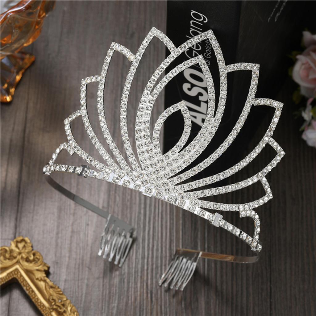 Sparkly Rhinestone Crown Hairband Elegant Crystal Bridal Tiaras Alloy Wedding Headpiece for Bride and Bridesmaids Hair Jewelry