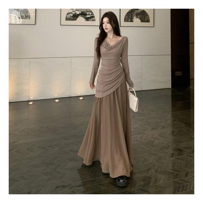 

Plus Size Elegant V-Neck Mesh Patchwork Knit Dress for Women - Spring/Autumn 2XL