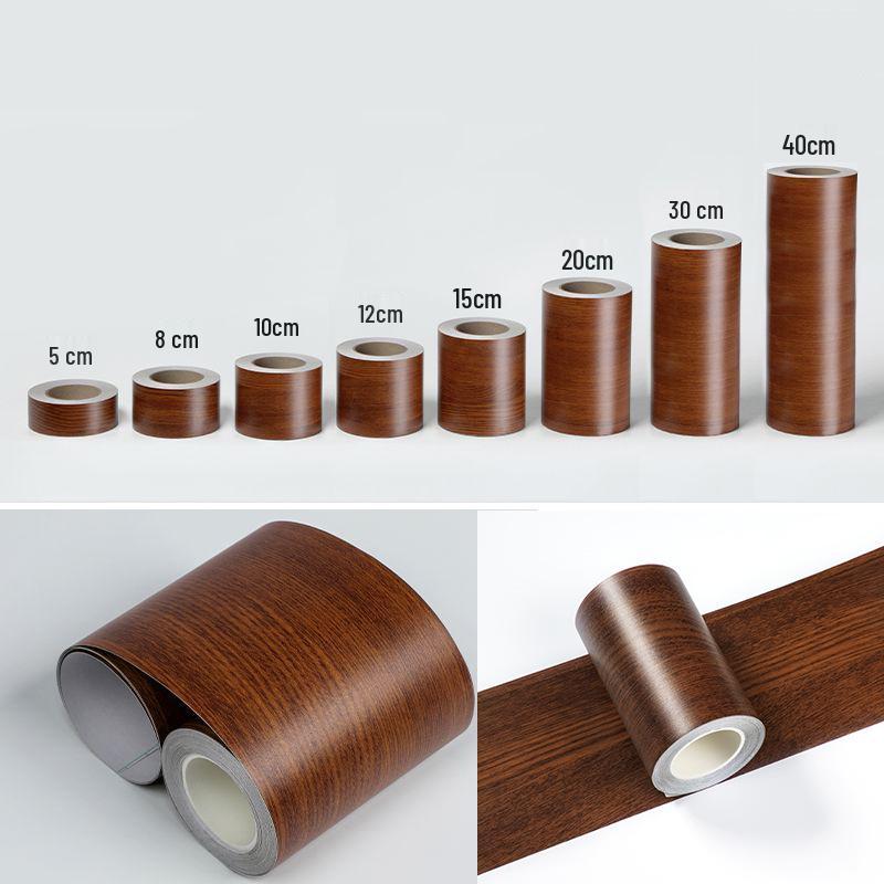 Wood Grain Self-Adhesive Veneer: 10m Decorative Strip for Covering Blemishes and Holes On Floors, Doors, and Furniture.