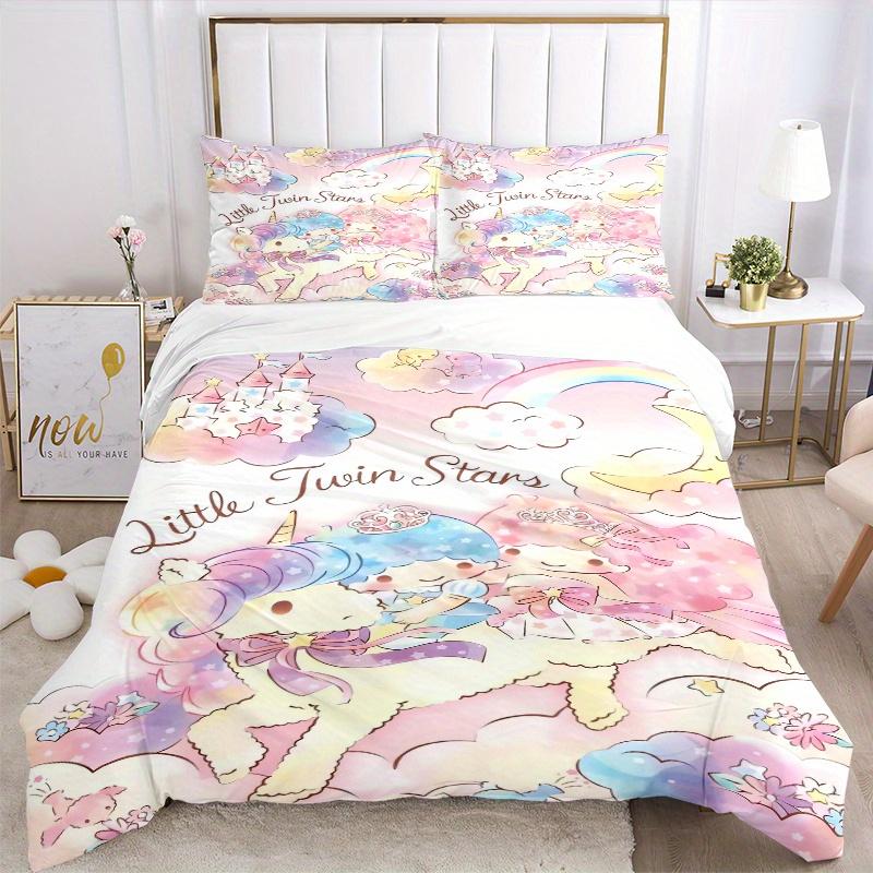 3pcs Little Twin Stars Printed Bedding Set, Soft and Comfortable Quilt Cover for Bedroom, Guest Room (1 Duvet Cover + 2 Pillowcases, Pillow