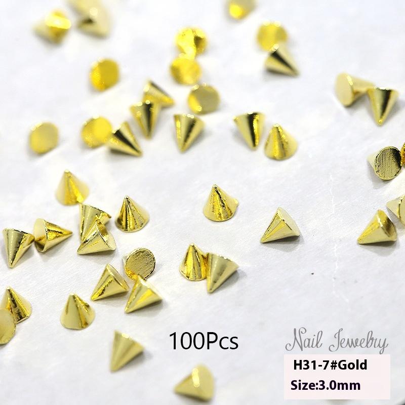 100/1000Pcs Punk Metal Rivet Nail Charms 1.5/2/3Mm Cone Black Silver Gold Studs Nail Jewels Decoration Diy Crafts Manicure
