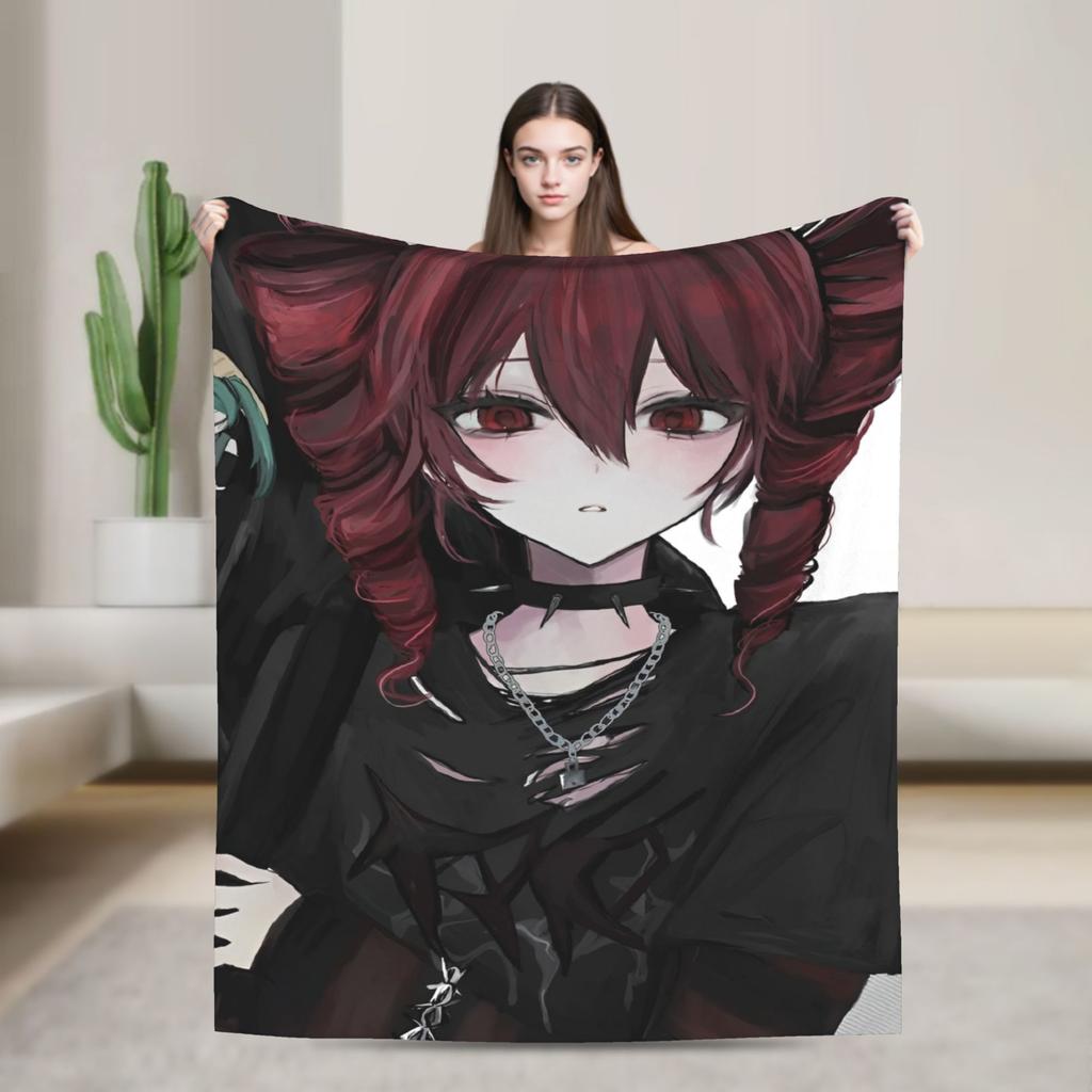 Kasane Teto Blanket Anime Vtuber Plush Novelty Soft Throw Blanket for Bedspread Textile Decor