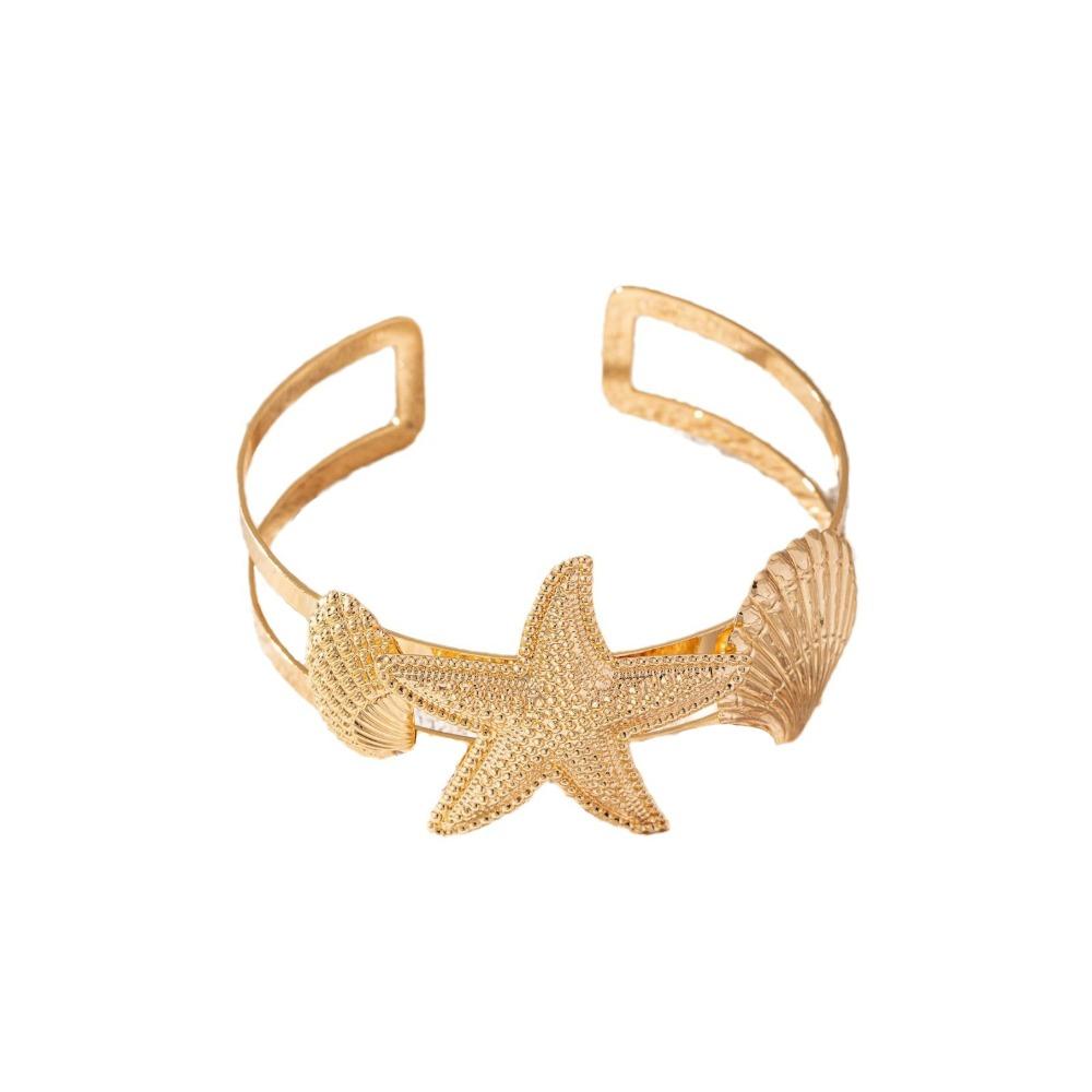 Glamorous Metal Tassel Arm Chain Multi Style Fashion Flower Bracelet Retro Adjustable Wide Open Bangle Hand Jewelry