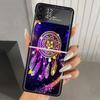 Retro Feather Dreamcatcher Hard PC Phone Case For Samsung Galaxy Z Flip 6 5 4 3 Black Cover ZFlip6 Flip5 Flip4 5G Foldable Print