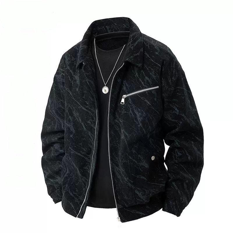 Men's Retro Corduroy Jacket: Spring/Autumn Versatile Loose Casual British Style with Turn-Down Collar.