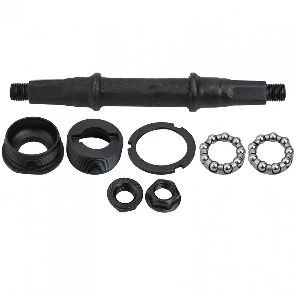 Kit d'axe de roue de vélo avec design à trou carré, avec cuvettes et roulements, assemblage facile