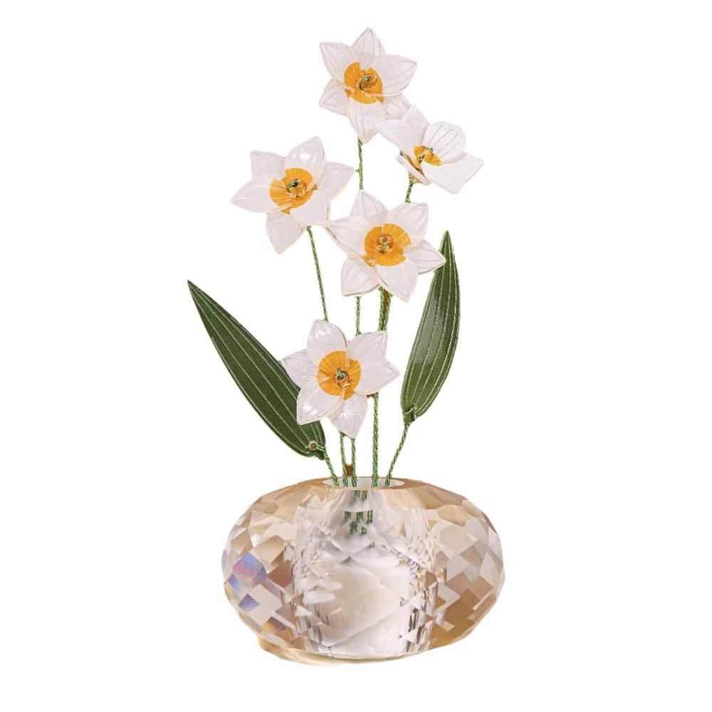 Flower Shaped Mini Crystal Glass Flowers Colorful Car Ornaments  Table Ornament Style 2