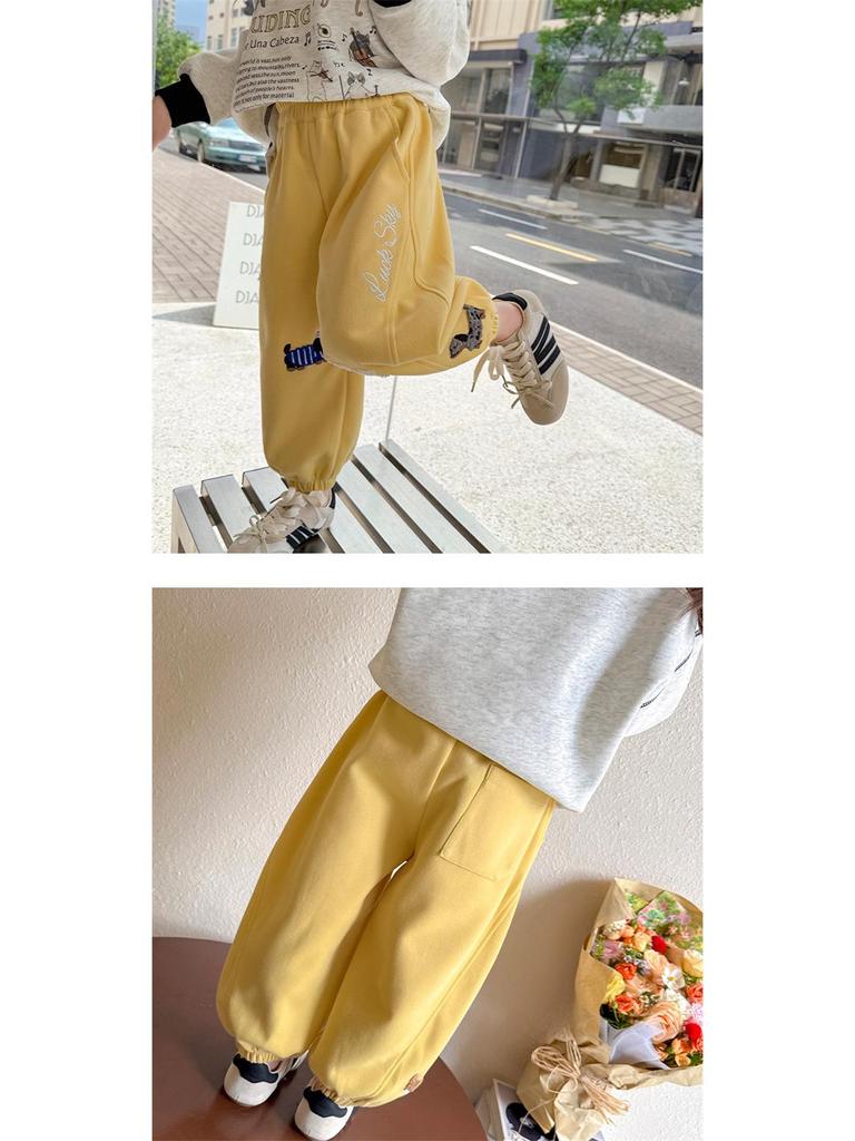 Girls' Fashionable Embroidered Sweatpants for Spring & Autumn 2025