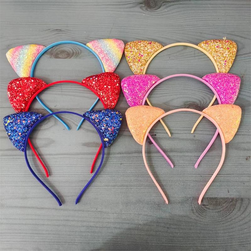 Cartoon Cat Ear Headband for Kids: Cute Scallion Powder Color Hair Accessory