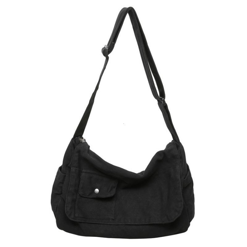 Neformální plátěná taška messenger Všestranná klopová taška s velkou kapacitou přes rameno na knihy pro studenty Nastavitelná crossbody taška pro muže a ženy