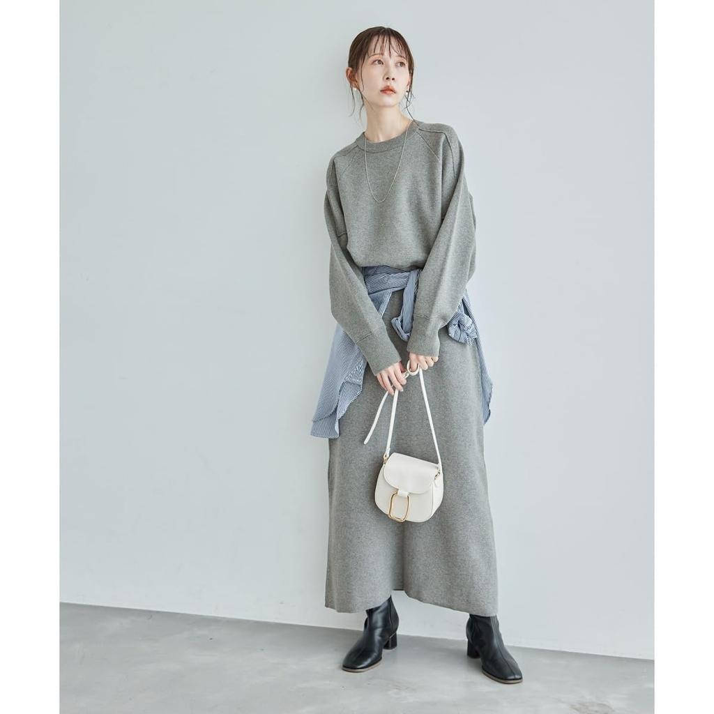 ROPE PICNIC Emur Knit Perfect for Gray Pullover, Sweat-Like Knit, Co-ordination, Women's, (07)