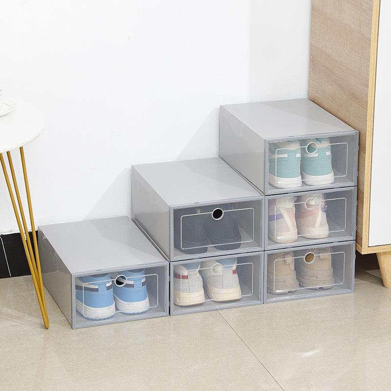 

Утолщенная коробка для обуви, пыленепроницаемая, влагонепроницаемая, чехол для хранения обуви, складной чехол для обуви, штабелируемый органайзер для обуви чёрный