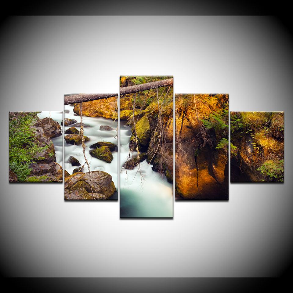 Canvas Painting beautiful amazing waterfall in forest landscape Wall Art Painting Modular Wallpapers Poster Print Home Decor