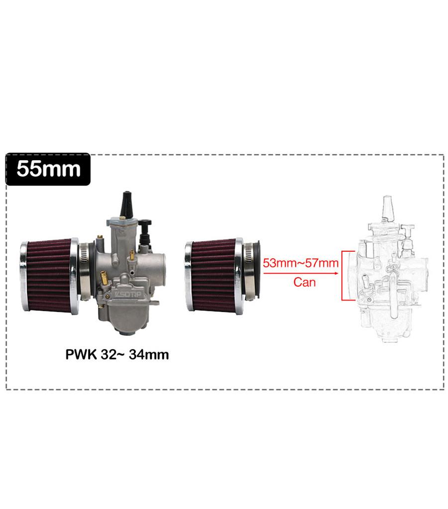 2pcs 55mm Red Motorcycle Scooter Air Filter High Flow Air Pods Cleaner Universal