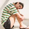 EDENIK Resort Striped Short Sleeve T-Shirt_Green